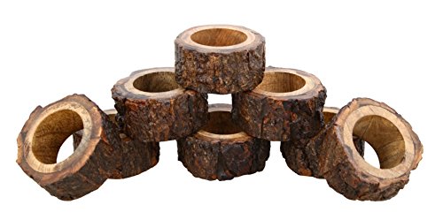 Ajuny Juego de 8 anillos decorativos de madera hechos a mano para decoración de mesa de cena de fiesta de 3,8 cm