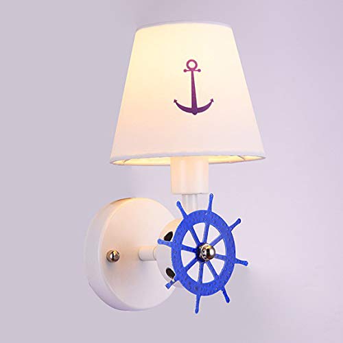 AMAIRS Luz De Pared De Timón De Barco para Niños Mediterráneos, Lámpara De Pared De Timón De Barco Creativo Lámpara De Pared LED Moderna Lámpara De Pared para Habitación De Niños