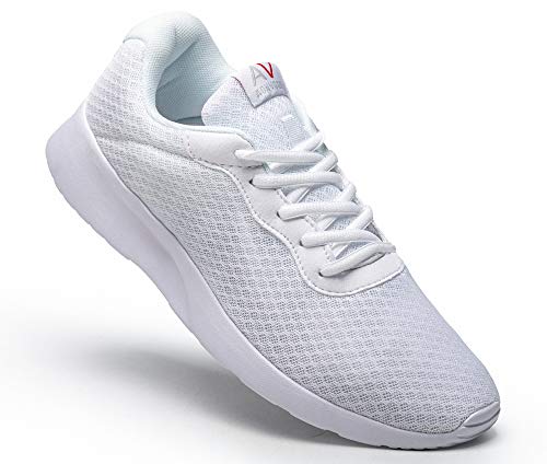 AONEG Zapatillas de deporte para hombre, ligeras, para correr, gimnasio, tenis, caminar, correr, entrenar., color Blanco, talla 44.5 EU