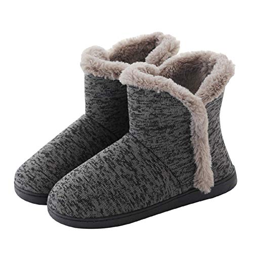 AONEGOLD Zapatillas casa para Unisexo Antideslizante Pantufla Invierno Suaves Peluche Caliente(Gris,45-46 EU)