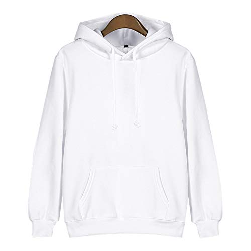 Aztnrwen Sudadera Con Capucha Y Cremallera De Color Liso Clásico Para Hombre/Mujer Pullover Jumper Pocket Sudaderas Premium | Blanco