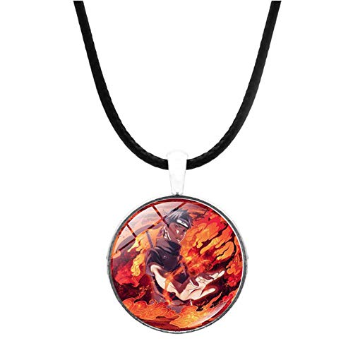 AZYVv Anime Naruto Naruto Sasuke Tiempo Collar De Piedras Preciosas Cordón De Cuero Colgante Collar Cadena De Clavícula Unisex