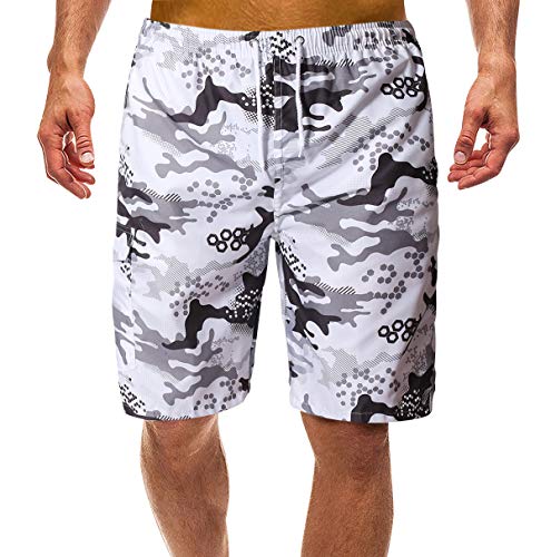 Bañadores Estampados Hombre Bañador Natacion Hombre Cortos Largo Traje Trajes de Baño para Hombres Bañador Piscina Surf Playa Caballero Deportivo Pantalonetas Short de Baño Tallas Grandes Blanco M