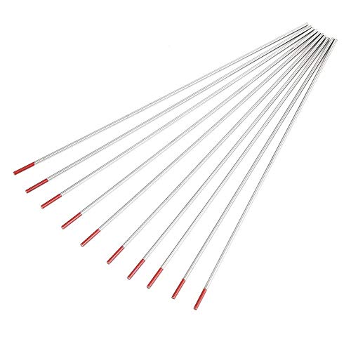 Barra de electrodo de tungsteno Barra de toro de torio profesional 2% toriado para máquina de soldadura Tig, WT20, rojo(2.4mm*150mm)