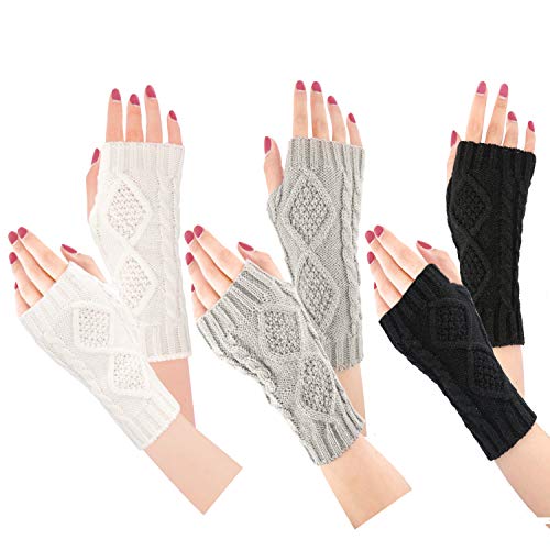 Bearbro Mitones Guantes de invierno para mujeres,Guantes Brazo Manoplas sin dedos Mitones de punto, Calentadores de brazo Mitones Manoplas de punto