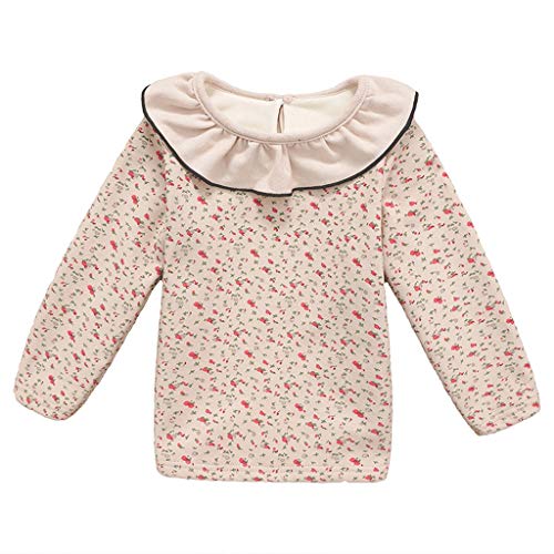 Bebé Impreso Niños Niñas Manga Larga Más Cuello De Encaje De Terciopelo Bebé Top Otoño Invierno Cálido Tops Niños Ropa Casual