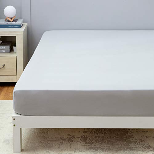 Bedsure Sabanas Bajeras 105x190 Ajustables - Bajera Cama 105 Barata Cómoda, Sabanas 105x190/200 Colchon 30 cm de Microfibra Cepillada Suave, Gris Claro