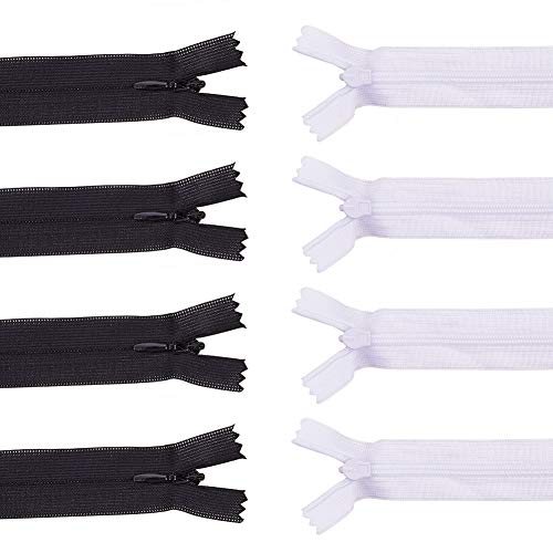 BENECREAT 50 PCS 40cm Cremallera Negra y Blanca Cremallera de Nylón para Almohadas, Ropa, Falda, Pantalones y Muñecas