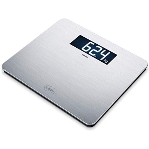 Beurer GS405 Blanca Báscula Digital De Vidrio, 200Kg /100 g, Superficie Antihuellas, Vidrio Seguridad 8Mm, Pantalla Lcd Retroiluminada Grandes Dígitos 4.9 cm, Apagado Automático