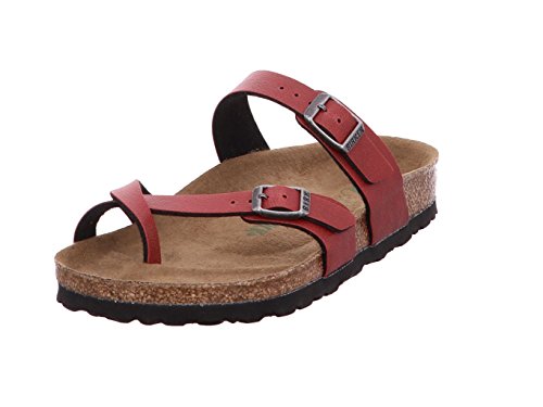 Birkenstock Mayari Birko-Flor, Chanclas para Mujer, Rojo (Pull Up Bordeaux Veg Pull Up Bordeaux Veg), 36 EU