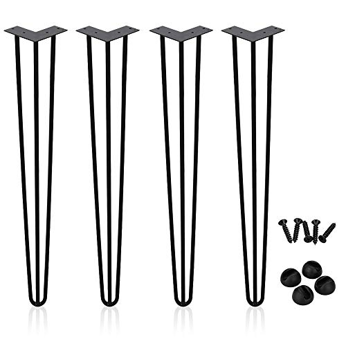 BMOT 4Pcs Patas de la Mesa de Hierro para Muebles Artesanales DIY Piernas de Escritorio de Horquilla (18 pulgadas) Negro