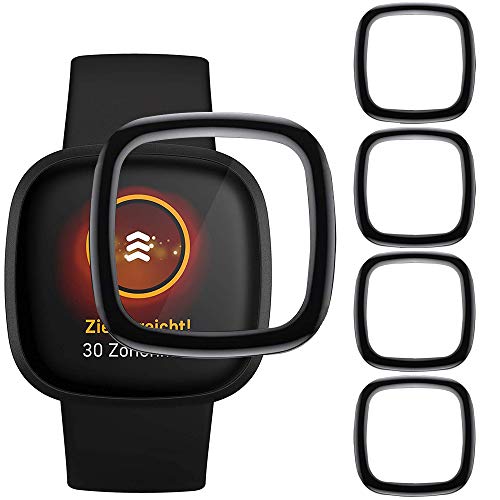 Brifu Película protectora de vidrio templado compatible con Fitbit Sense/Fitbit Versa 3, [a prueba de rayones], [sin burbujas], [fácil aplicación], [dureza 9H], [cobertura total] 【4 piezas】