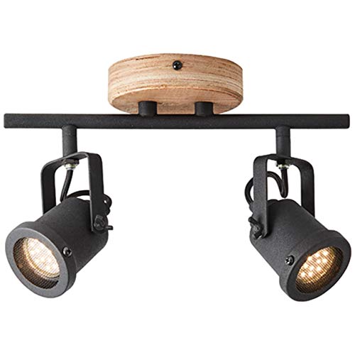 BRILLANTE Inge spot tube 2 llamas. luces interiores de madera oscura/negro, focos, tubos | 2x PAR51, GU10, 6W, apto para lámparas reflectoras (no incluidas) | A ++ | Cabezas giratorias