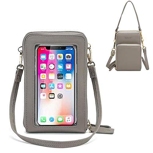 Brinny Bolso bandolera - Cremallera Impermeable Multifuncional - Funda para teléfono [Pequeña -87-gris]