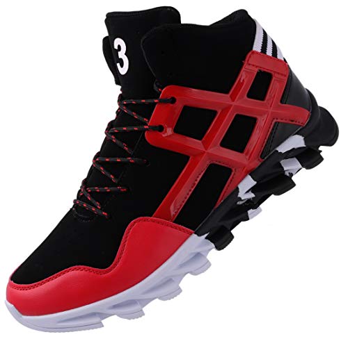 BRONAX Zapatillas Hombres Deporte Running Zapatos para Correr Gimnasio High Top Sneakers Deportivas Transpirables Casual Todo Rosso 43EU