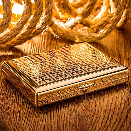 CHENG Cigarrillos de Cobre Estuche de Cigarrillos portátil de Cobre Creativo Titular de Cigarrillos Puede Contener 20 Cigarrillos de Regalo de cumpleaños,Gold,58X38X14MM