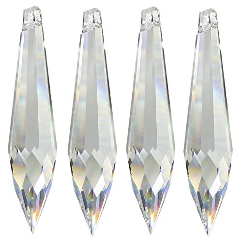 Christoph Palme Leuchten Péndulo de cristal L. 76 mm, 4 unidades, cristal arcoíris para decoración de ventanas, Feng Shui, 30% cristal de plomo