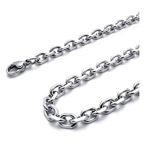 Cikuso Cadena de Mujer de joyeria, O Collar de Acero Inoxidable, Plata - 2 mm de Ancho - 70 cm de Longitud