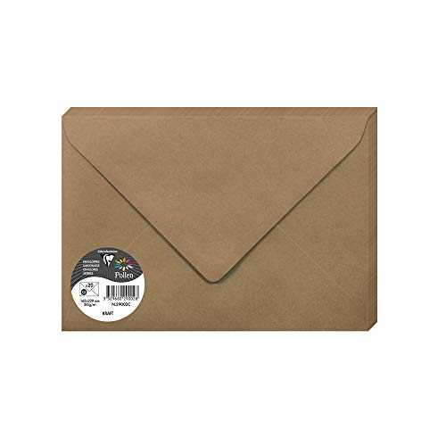 Clairefontaine 29002C Paquete de 20 sobres de polen 16.2 x 22.9 cm, 120 g, Brown Kraft