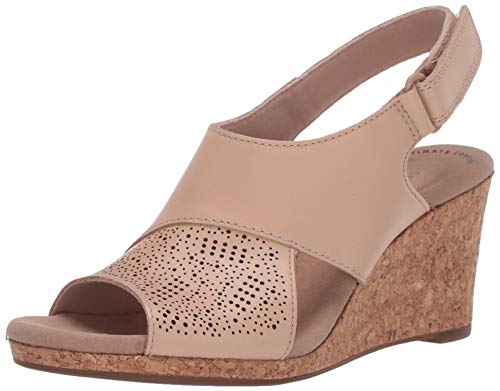 Clarks Women's Lafley Joy Wedge Sandal, Blush Leather, 120 M US