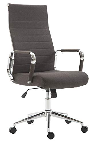 CLP Silla De Oficina Kolumbus Ergonómica Tapizada En Tela & Base con Ruedas I Silla De Escritorio Regulable En Altura, Color:Gris Oscuro