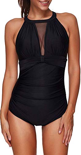 Colfeel Mujer Traje de baño de Una Pieza Halter Elegante Push up Monokini para Playa, Piscina, Fiesta, Natación