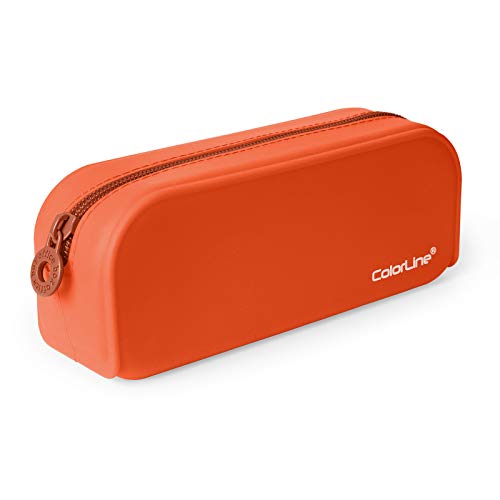 Colorline 58111 - Portatodo de Silicona con Tacto Ultra Soft de Alta Resistencia, Estuche Multiuso para Viaje, Material Escolar, Neceser y Accesorios. Color Naranja, Medidas 18 x 7 x 5 cm