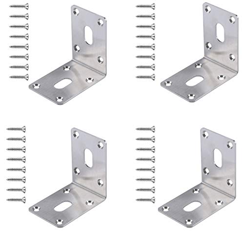 Conector de Madera,4pcs Soporte de Angulo de Acero Inoxidable en Forma de L Soportes de Angulo de 90 Grados ángulo de Viga 70x70x50mm para Uso Interior y Exterior Soporte de Metal, con 32 Tornillos