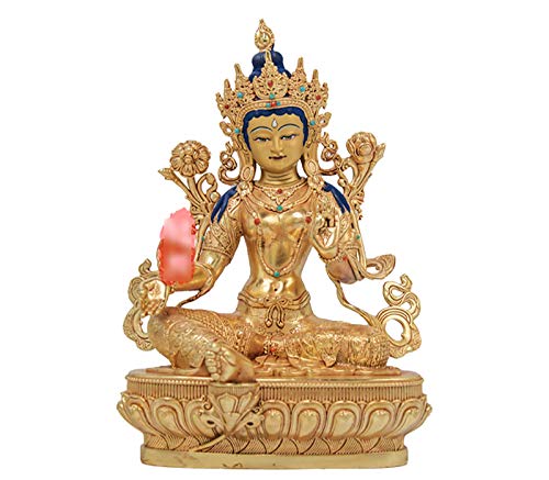 Da Qian Shan Yuan,Características Tibetanas,Estatua de Buda Tara Verde Tántrico,Decoración de Estatua de Bronce Puro Tibetano,17cm*11cm*4.5cm