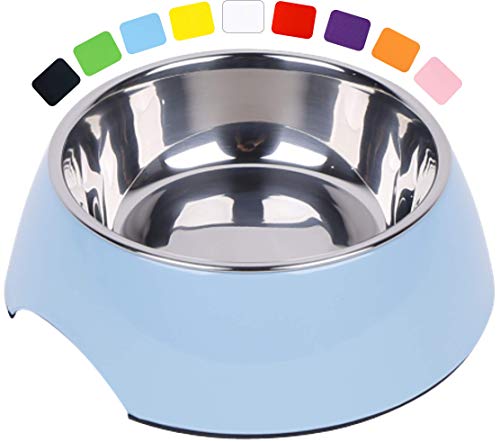 DDOXX Comedero Perro, Antideslizante | Muchos Colores y Tamaños | para Perros Pequeño, Mediano y Grande | Bol Accesorios Acero INOX-Idable Melamina Gato Cachorro | Azul, 700 ml