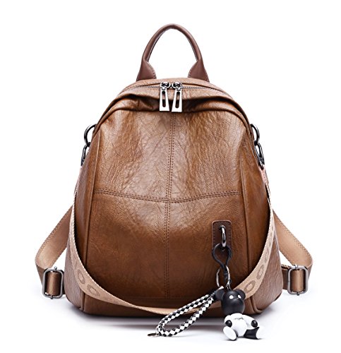 DEERWORD Mujer Bolsos Mochila Vestir Antirobo Pequeña Cuero Hombro Piel de PU Casual Bandolera Marrón