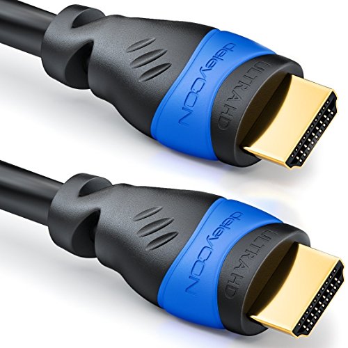 deleyCON 3,0m Cable HDMI 2.0a/b - Alta Velocidad con Ethernet - UHD 2160p 4K@60Hz 4:4:4 HDR HDCP 2.2 ARC CEC Ethernet 18Gbps 3D Full HD 1080p Dolby - Negro
