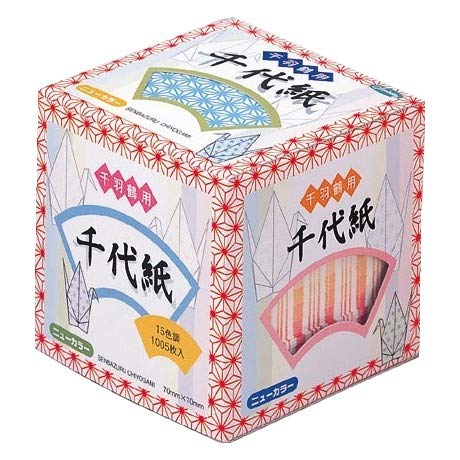 Desconocido Papel Origami - Pack de Papel Origami Estampado (Chiyogami) - Senbazuru (1000 grúas) - Patrón Asanoha - 15 Colores Surtidos - 1005 Hojas - 7cm x 7cm