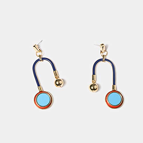 DFDLNL Orejeras para Mujer Pendientes Colgantes de Bola de Color Dorado con Forma de U Combinados en Forma de U para Mujer Bijoux