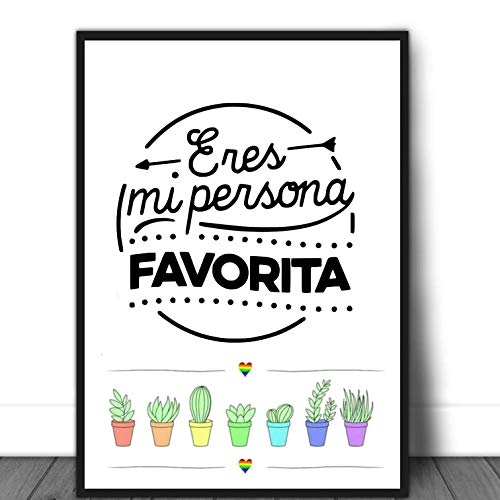 Didart Handmade Cuadro decoración moderno personalizado con frase"ERES MI PERSONA FAVORITA"Elige tamaño, color del marco y modelo. Hecho en España.