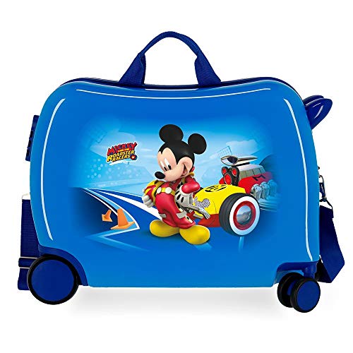 Disney Lets Roll Mickey Maleta Infantil Azul 50x49x20 cms Rígida ABS Cierre de combinación Lateral 39L 3 kgs 4 Equipaje de Mano