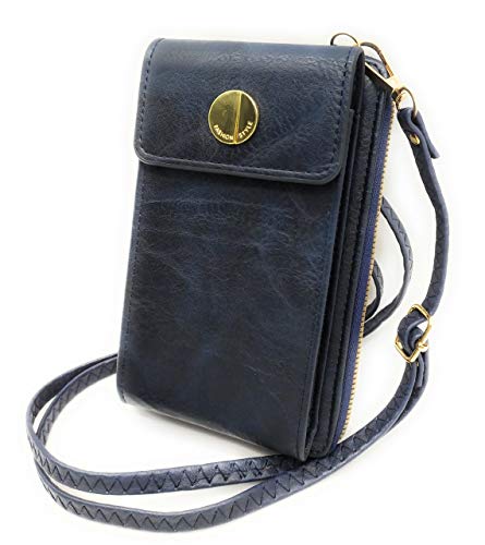 Divancci Bolso para móvil mujer, bolso mujer bandolera. Varios departamentos y monedero. (Azul Oscuro)