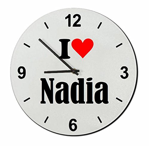 Druckerlebnis24 Exclusivo: Vidrio de Reloj I Love Nadia una Gran Idea para un Regalo para su Pareja, colegas y Muchos más! - Reloj, Regaluhr, Regalo, Amo, Made in Germany.