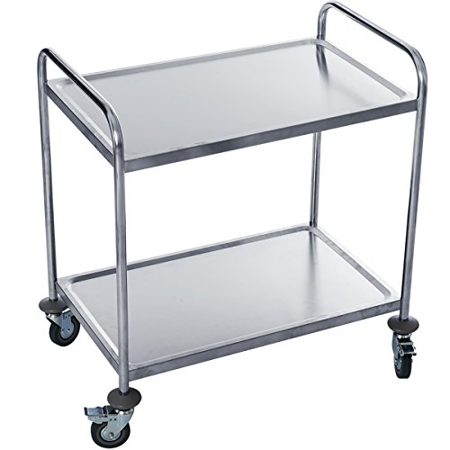 DXP Carrito de servicio Carrito cocina/Camarera con 2/3 bandejas 100% acero inoxidable (con 2 bandejas)