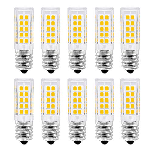 E14 Bombilla LED, 5 vatios equivalente a 50 vatios, blanco cálido 3000K para campana extractora, 500 lúmenes, AC220-230V, no regulable, tornillo Edison pequeño 2835SMD lámpara 10PCS