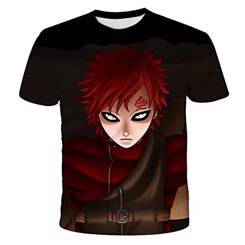 EDMKO Muchachos Hombres Naruto Manga Corta Camiseta Impresión Digital 3D Anime Japonés Gaara Unisexo Blusas Camisas De Deporte Tops De T-Shirt,M