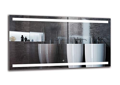 Espejo LED Deluxe - Dimensiones del Espejo 110x60 cm - Interruptor tactil - Espejo de baño con iluminación LED - Espejo de Pared - Espejo con iluminación - ARTTOR M1ZD-30-110x60 - Blanco frío 6500K