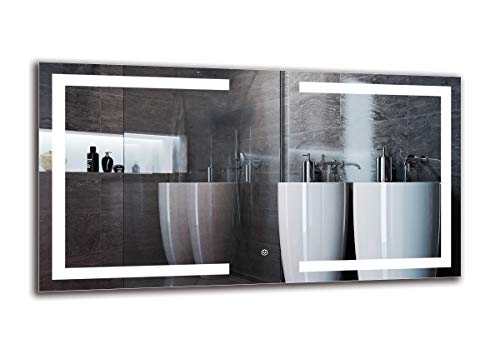 Espejo LED Deluxe - Dimensiones del Espejo 110x60 cm - Interruptor tactil - Espejo de baño con iluminación LED - Espejo de Pared - Espejo con iluminación - ARTTOR M1ZD-38-110x60 - Blanco frío 6500K