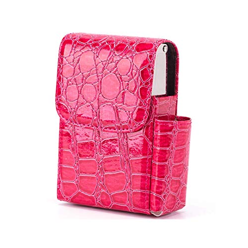 Estuche Cigarrillos Portátil, Cuero La PU Estuche Cigarrillos Súper Delgado Portátil Soporte Encendedor La Tapa Abatible Tiene Capacidad 20 Cigarrillos Y Hellip; (Color: Rosa, Tamaño: 966513 Mm)