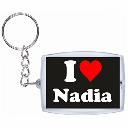 EXCLUSIVO: Llavero "I Love Nadia" en Negro, una gran idea para un regalo para su pareja, familiares y muchos más! - socios remolques, encantos encantos mochila, bolso, encantos del amor, te, amigos, amantes del amor, accesorio, Amo, Made in Germany.