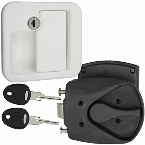 FAP - Cerradura para puerta de caravana, color blanco y negro