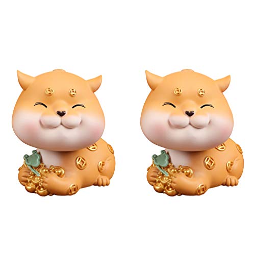 FAVOMOTO 2 Piezas Bobblehead Animal Car Dashboard Ornament Shaking Head Figurita Juguete Lucky Fortune Auto Decoración Interior para Auto Vehículo Coche Hogar Mixto