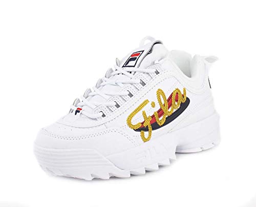 Fila - Modelo Disruptor II Premium Repeat - Zapatillas para mujer, blanco (Blanco), 42 EU