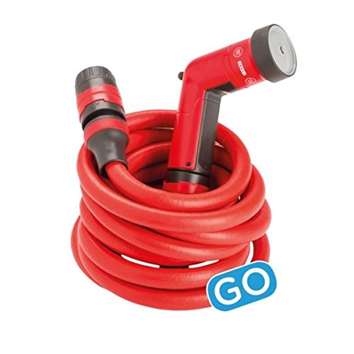 FITT YOYO GO Manguera de Agua de Jardín Extensible para Riego Profesional con Mochila para el Transporte, Pistola Multichorro, Rojo, 15 m