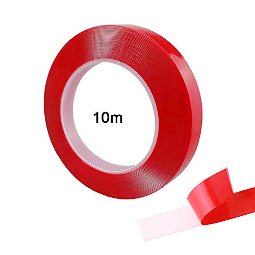 FULARR® 10M X 15MM Premium Transparente Acrílica Espuma Montaje Cinta, Ultra Fuerte Doble Cara Adhesiva Cinta Rollo, Impermeable & Resistente Calor, para Interiores y Exteriores (Espesor 0.5mm)